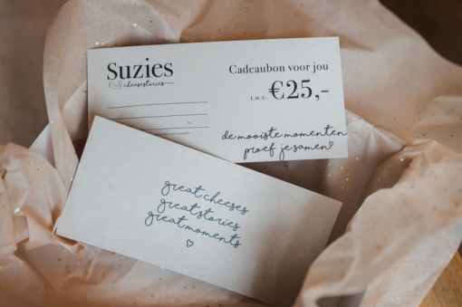 Cadeaubon EUR 25,- van Suzies Cheesestories